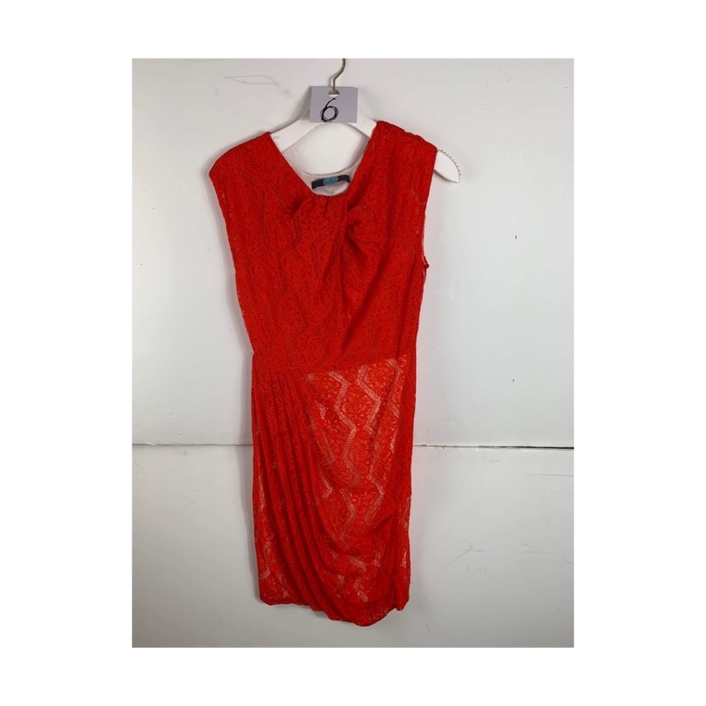 Anthropologie Eva Franco Bright Red Sleeveless Lace Round nevkline Dress